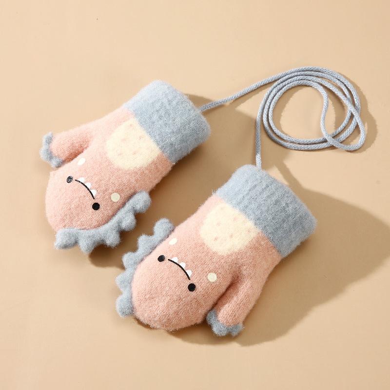 Children's New Winter Warmth and Thickened Gloves for Cold and Velvet Kids Baby Knitted Gloves Cartoon Children's Gloves