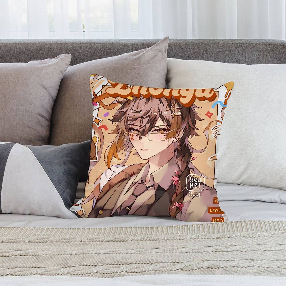 Anime Game G-Genshin Pillow Case Short Plush Double-sided Print Square Throw Pillow Covers Sofa Home Cushion Decor