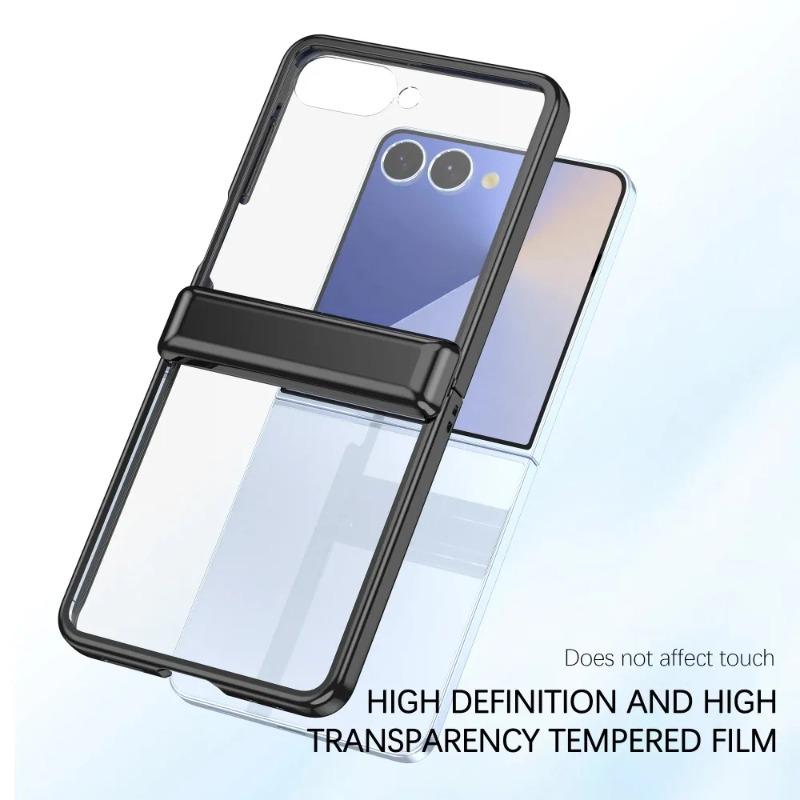 Elektroplettert hengsel Full beskyttelsesdeksel for Samsung Galaxy Z Flip 7 6 5 Flip7 FE Flip6 Flip5 med beskyttelsesdeksel av herdet film