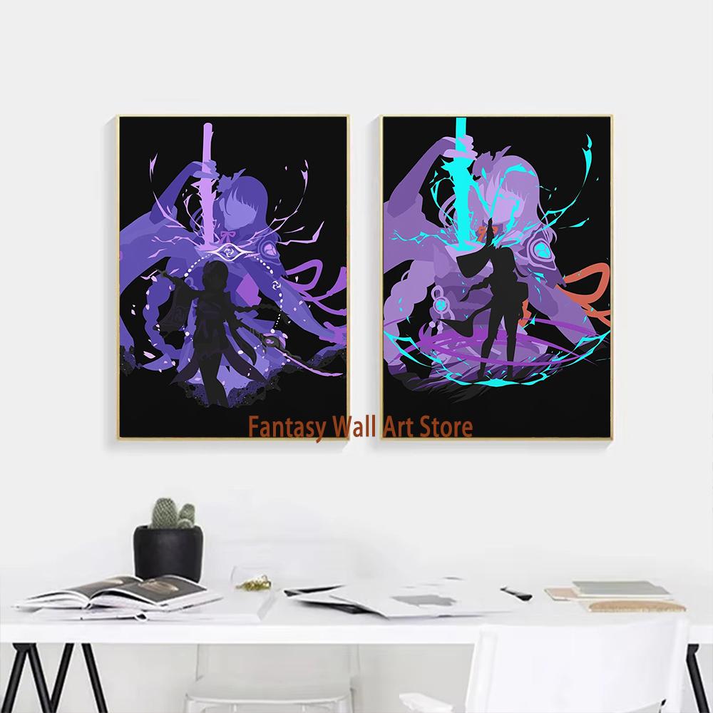 Genshin Impact Poster Game Print Wall Art Gift for Gamers Genshin Impact Characters Aesthetic Decor Canvas Painting Gaming Print