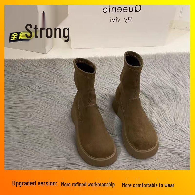 

Жіночі замшеві еластичні черевики на флісовій підкладці - Стильні, на товстій підошві, універсальні черевики-мартінси для осені/зими 2025 39