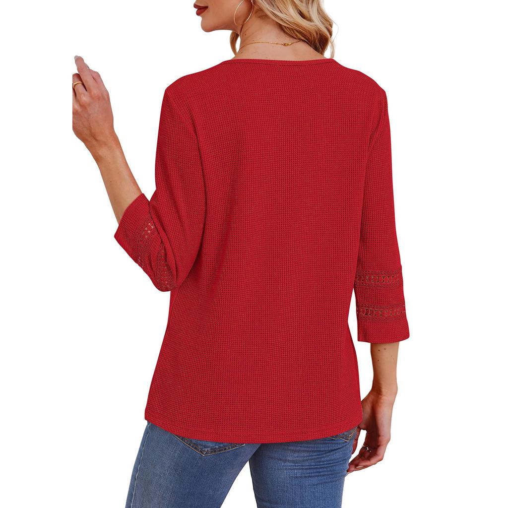 Women's Fashion Loose-Fit Round Neck Color Long-Sleeve Top