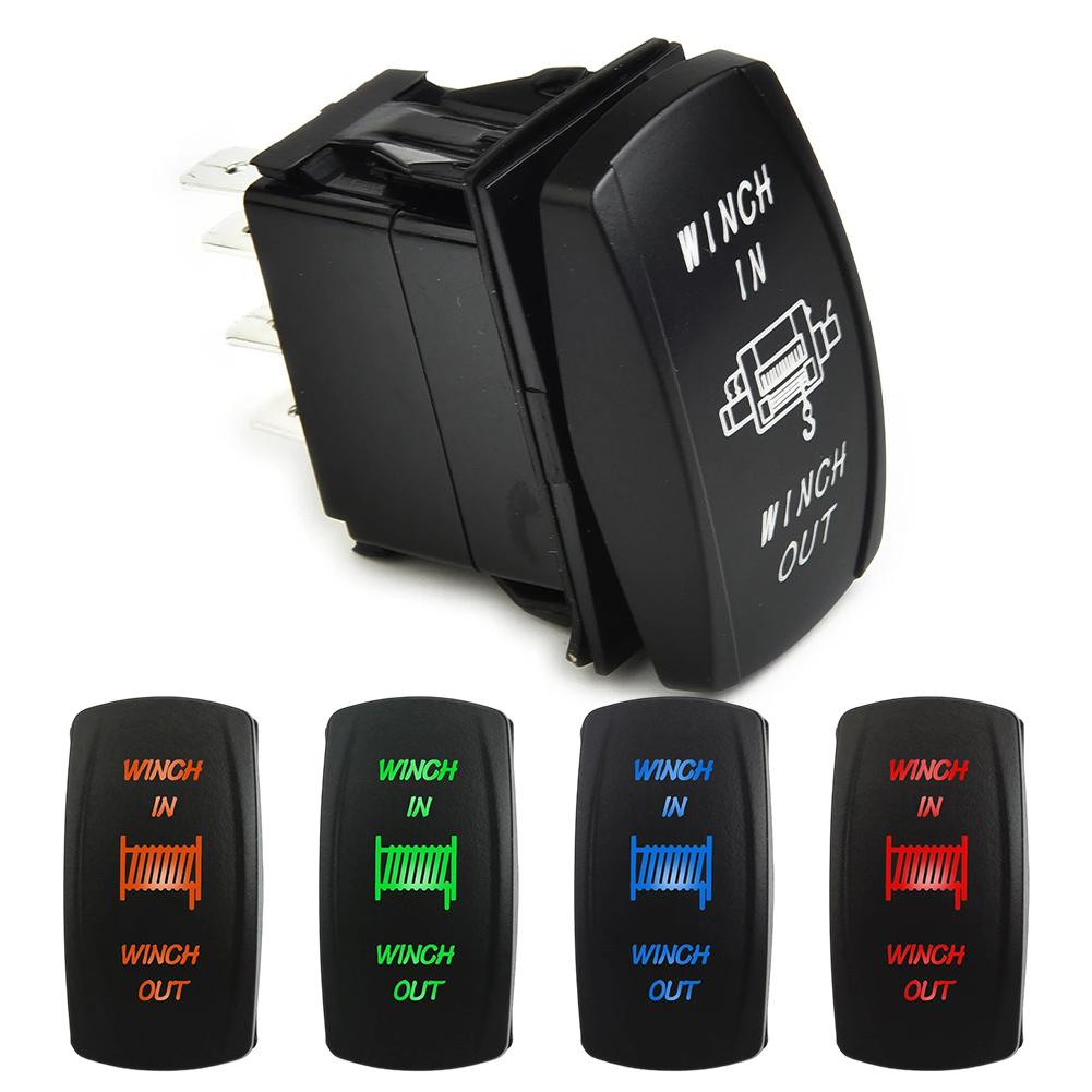 Marine Truck UTV 7 Pin LED Rocker Switch Winch In Out Momentary Control For Off-Road Equipment Accessories