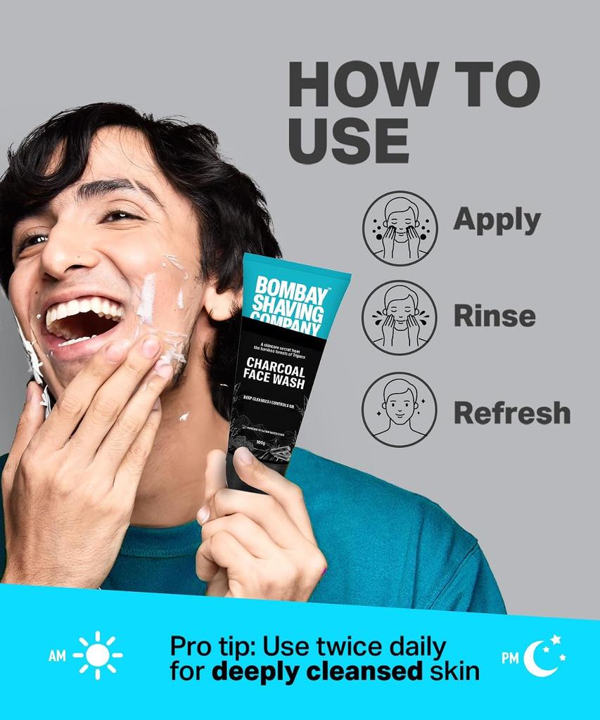 Cool Detox Face Wash for Men | Activated Charcoal & Menthol Beads | Deep Cleaning, Exfoliation & Instant Cooling | 100g