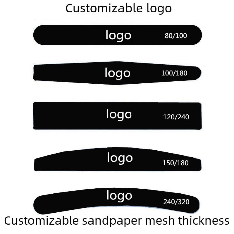 Double-Sided Black Nail File 100/180 - High-Quality Manicure Sand Strip with Straight and Rounded Edges