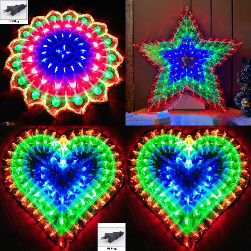 Sunflower Star Peacock Heart Shape Led Lantern String Lights With Colorful Decorative Shapes For Holiday Party Decor
