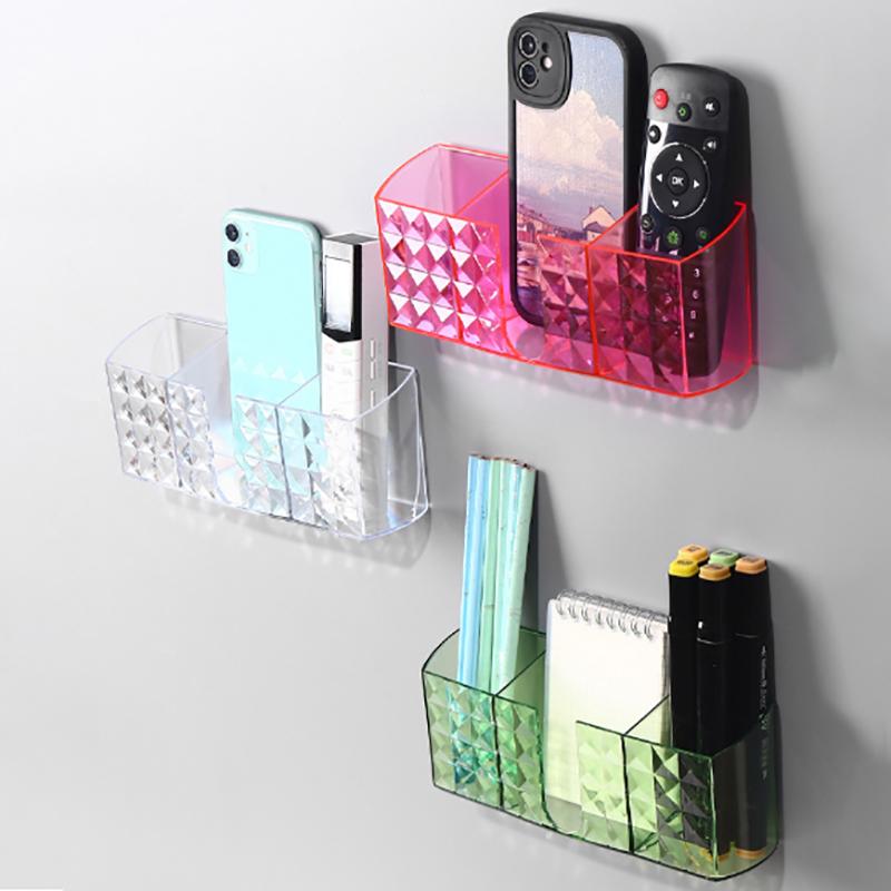 Mobile Phone Wall Holder Universal Cellphone Charge Storage Box Organizer Tv Remote Control Hanging Stand Bracket Charging Dock