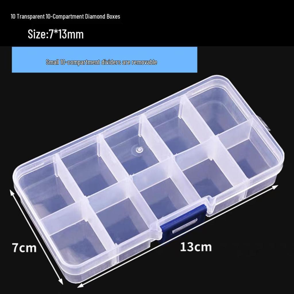Nail Art & Jewelry Storage Box: 10 or 24 Small Grids for Drills & Ornaments