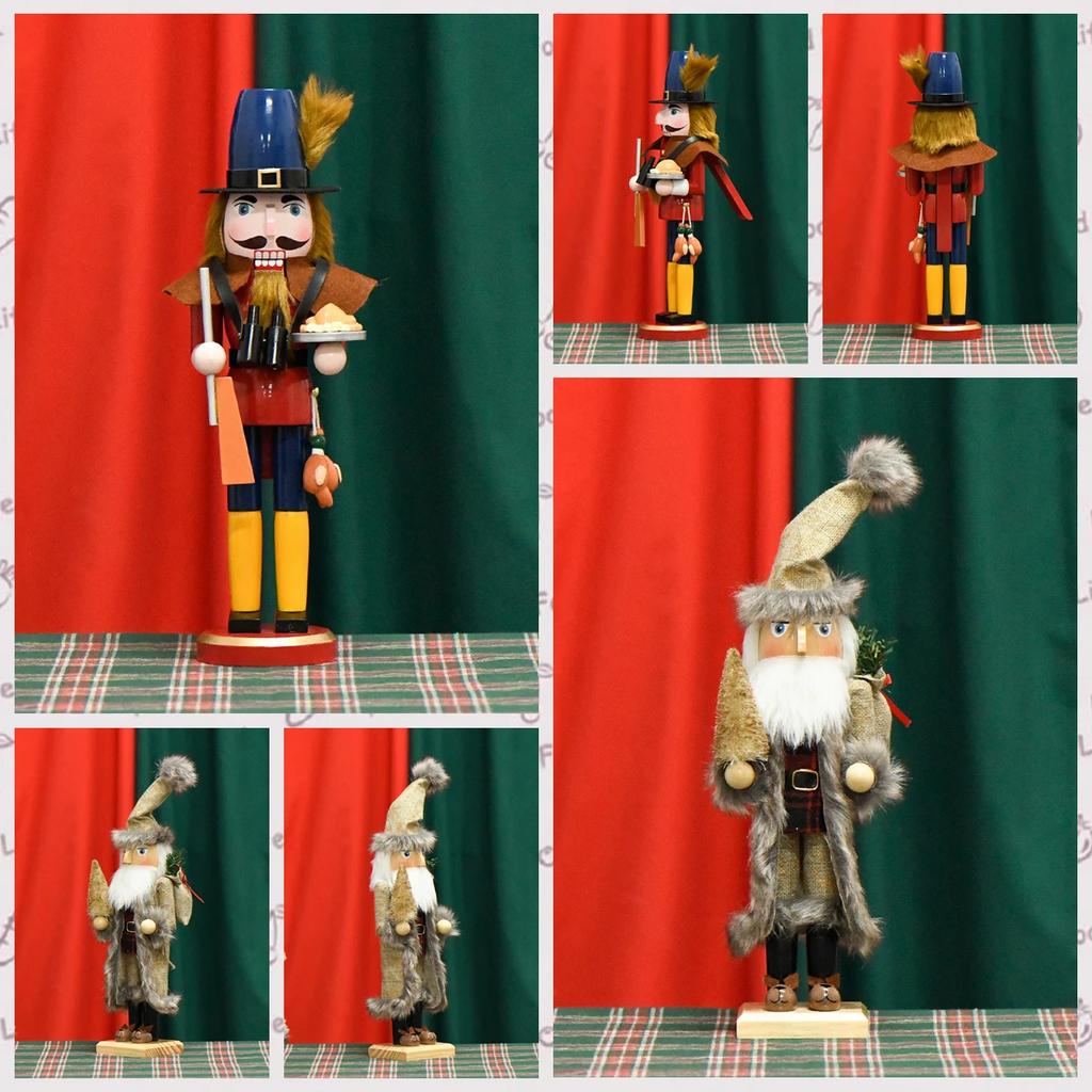 38cm/15 Zoll Festliche Weihnachts-Nussknacker-Ornamente, Holz-Handpuppe Sammlerfigur Ideal für Wohnkultur & Geschenke