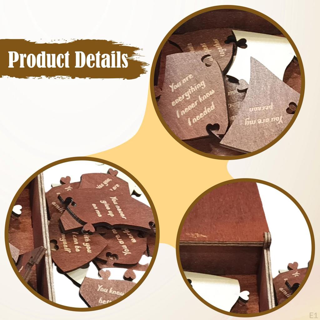 20 Reasons Why i Love You Heart Puzzle Wooden Decorative with Box for Couples Boyfriend