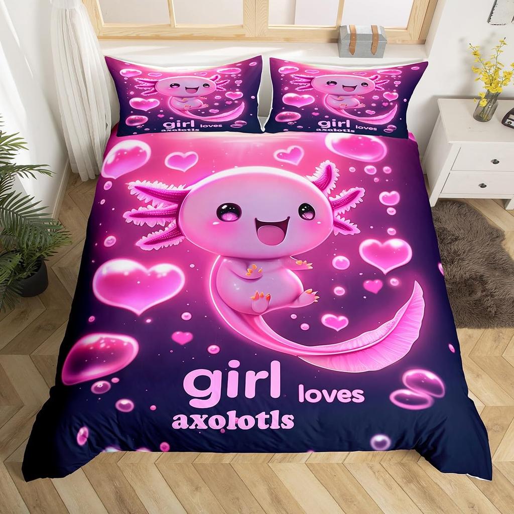 Ocean Sealife Duvet Cover Full Sizecartoon Salamander Comforter Cover Boys Girls Teens Bedspread Cover 3Pcs With 2 Pillowcases