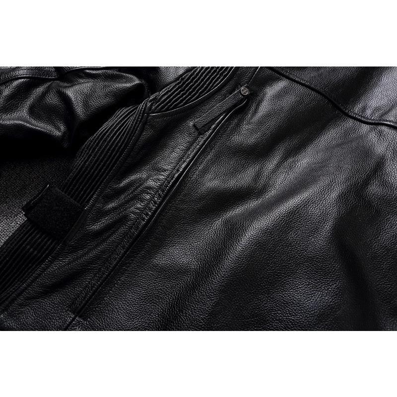Chinese Size Heavy Motorcycle Jacket Natural Cowhide Leather Top Layer Causal Vintage Retro Moto Suit Leather Coat Winter