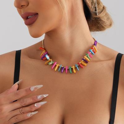 Shell Summer Beach Irregular Colored Shattered Shell Necklace Women'S Handmade Beaded Collarbone Chain