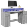 VidaXL Desk and LED Lights Sonoma Grey 140x55x91 Cm Engineered Wood, Work Desk, Study Desk, Office Desk At 3309425
