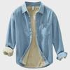 1355 Men's Plush Thick Warm Long-Sleeved Japanese Style Denim Coat Shirt