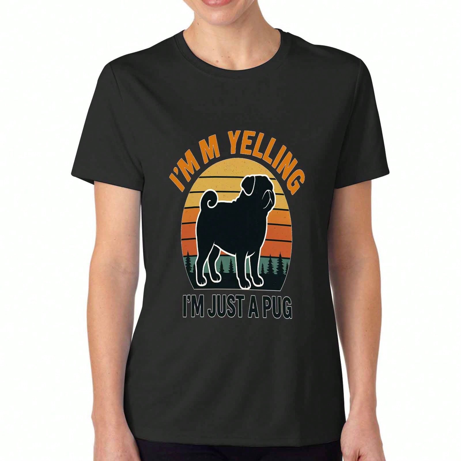 I m Yelling I m Just A Pug unisex Cotton T Shirt, Premium Cotton Graphic Print, Durable, Casual Fashion, Pug Lover Tee, Dog Owner Gift, Funny Dog Slog S разноцветный