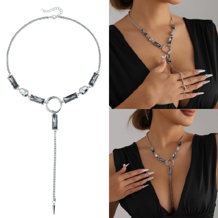 Trendsetting Geometric Y Form Chain Necklace Versatile Design Clavicle Chain Suitable For Casual Or Formal Looks