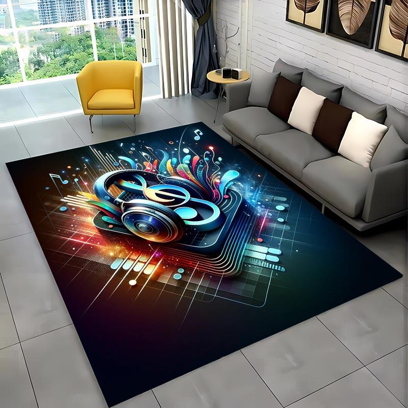 3D Beautiful Music Notes Area Rug Large,Carpet Rug for Living Room Bedroom Sofa Kitchen Decoration,Kid Play Non-slip Floor Mat