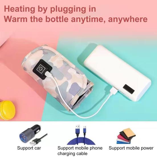 1 Set Baby Bottle Warmer Smart Constant Temperature 3-level Adjustable Infant Toddler Car Milk Bottle Heat Keeping Slipcover for Gift