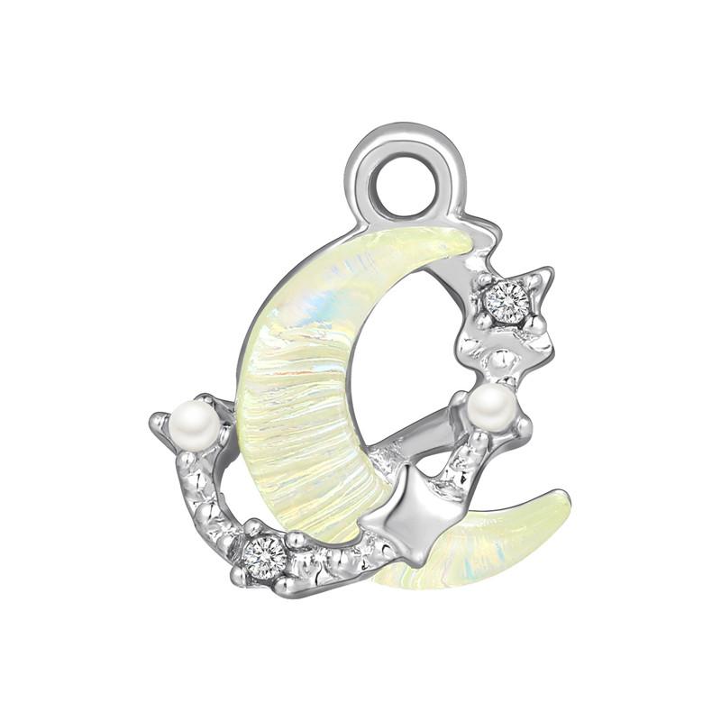 Stainless Steel Charms Crystal Zircon Cherry Moon Star Heart Bow Knot Sun Pendant Beads For Jewelry Making Woman DIY Accessories