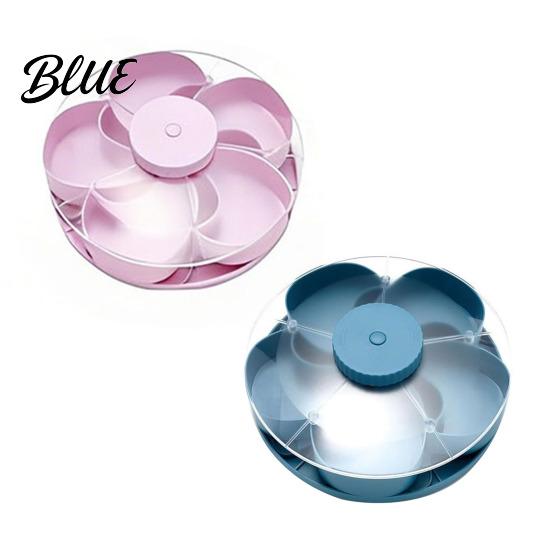 Rotating Condiment Holder Divided Snack Serving Tray with Lids Spinning Compartment Platter for Vegetable And Dip Dips Veggies Fruits Space-Saving