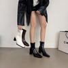 Korean version of retro niche square head thick heel short boots for women 2025 autumn and winter new thin boots fashion boots for women