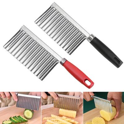 2 Stück Edelstahl Kartoffelschneider Hacker Gemüse Obst Wellenschneider Eiersalat Zutaten Schneider Küchenhelfer