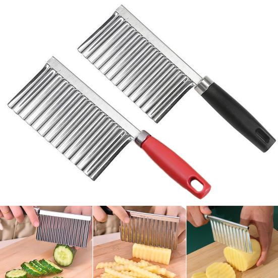 2Pcs Stainless Steel Potato Cutter Chopper Vegetable Fruit Crinkle Corrugated Slicer Egg Salad Ingredient Cutter Kitchen Gadget