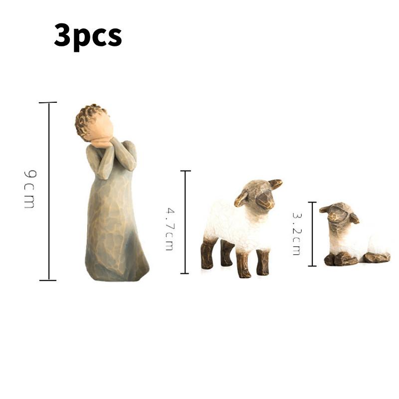Shepherdess Toy Model Resin Christmas Scene Gift Set Angel Seasonal Gift Giving