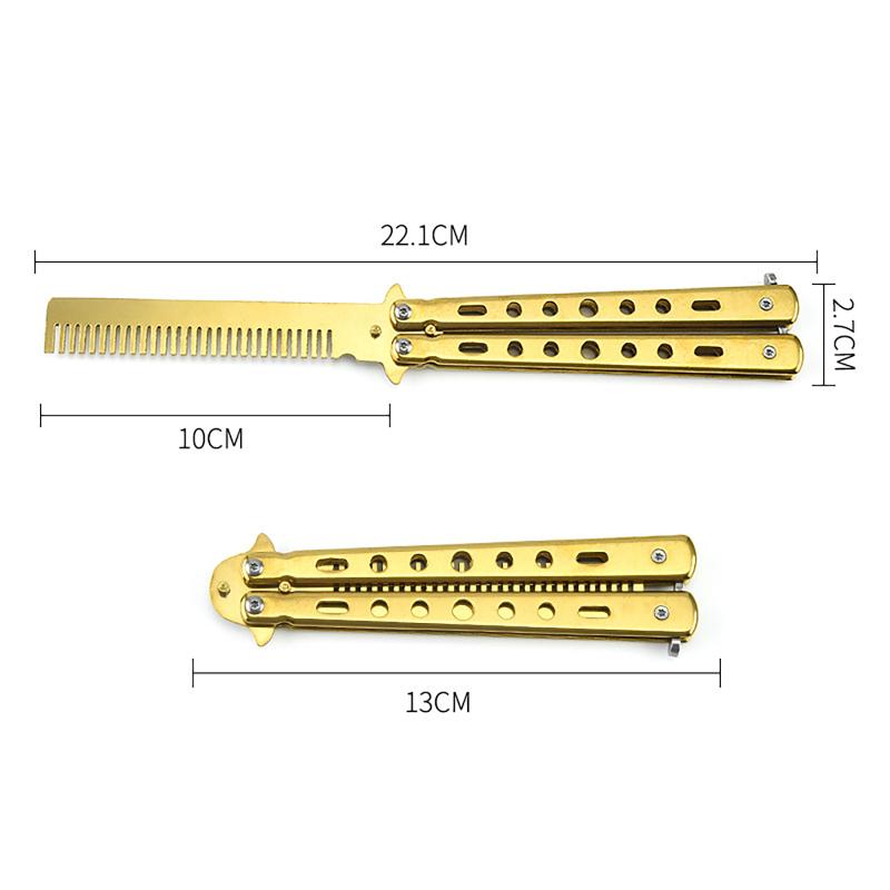 New! Foldable Butterfly Training Knife Not Edged Hollow Stainless Steel Practice Comb Hand Training Tool
