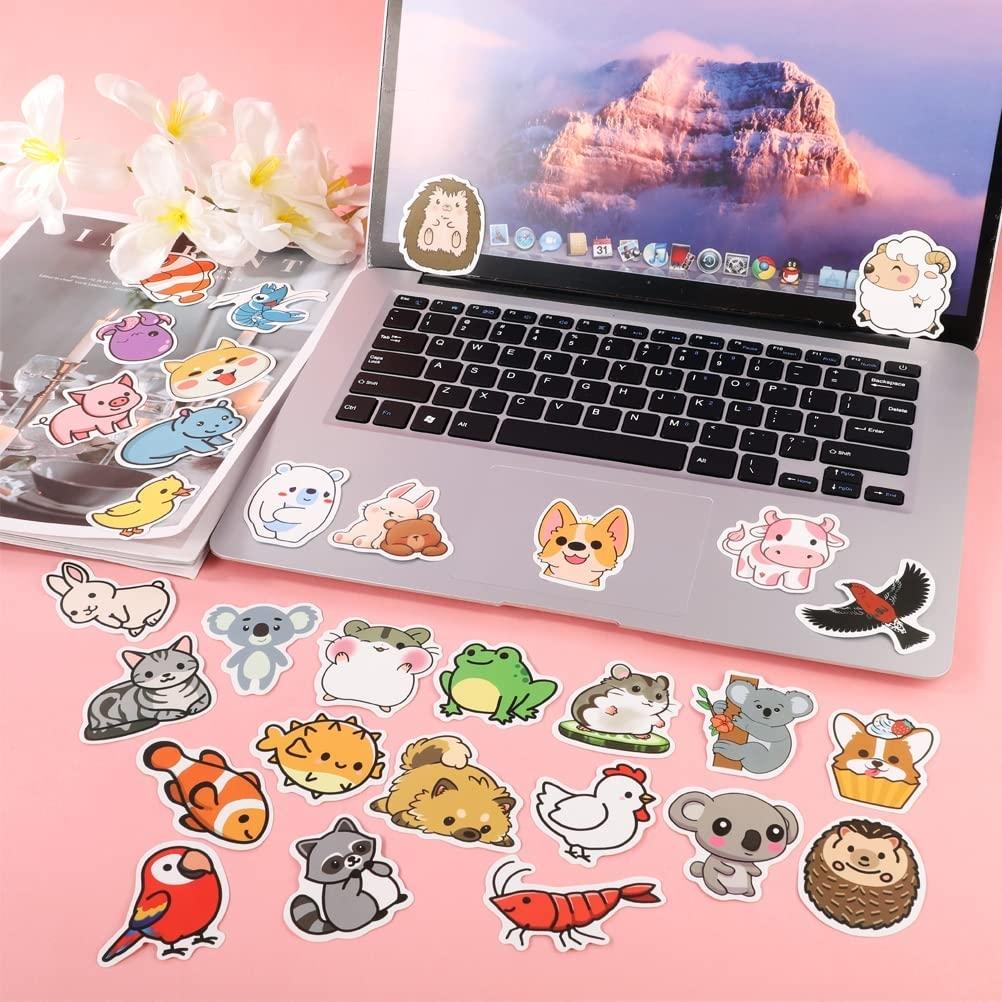 100Pcs Cartoon Animal Stickers Waterproof Cute Stickers for Laptop Phone Water Bottle Computer