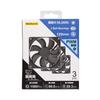 Owltech Daisy Chainable Heavy-Duty Case Fans, 2 Ball Bearings, 120mm, Black, Set of 3, OWL-FE1225PWM-D3P