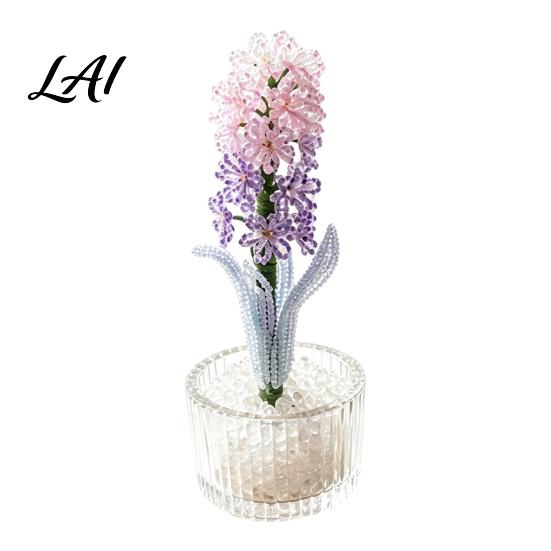 Handmade Floral Craft Kit DIY Beaded Hyacinth Kit 3D Beading Flower Art Crafts Set Making Themed for Kids Adults Beginners Project