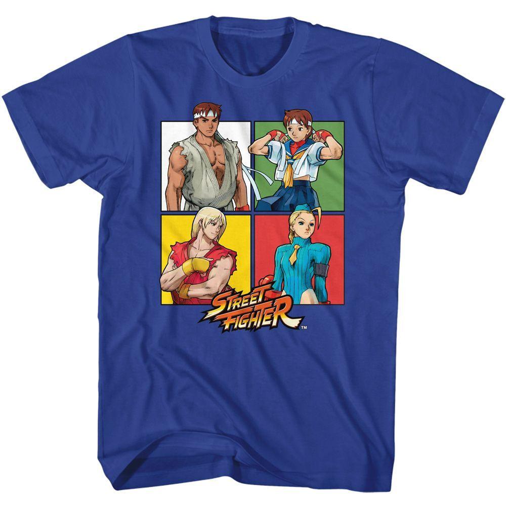 Street Fighter Four Squares Royal T-Shirt L