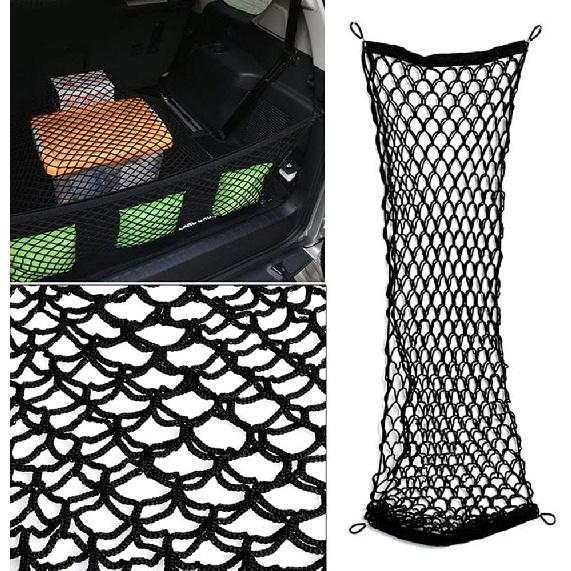 Car Rear Cargo Net, Universal Adjustable Elastic Trunk Cargo Storage Organizer Net Compatible For SUV, Jeep, Truck, Storage Nylon Mesh Double-Layer