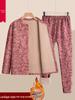 Mom's Fleece-Lined Winter Underwear Set: Cozy Autumn Wear for Middle-Aged and Elderly Women