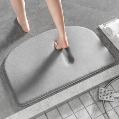 Solid Color Flannel Bathroom Semicircular Soft Mat Furry Shower Room Non-slip Mat Thick Toilet Absorbent Mat Entrance Mat
