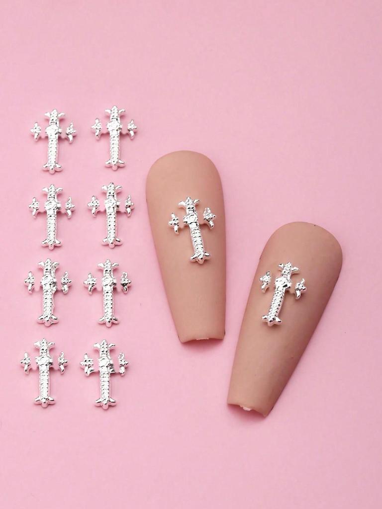 Halloween 10pcs/Pack Gold Silver Cross Designed Nail Art Accessories For Nail Art Creations