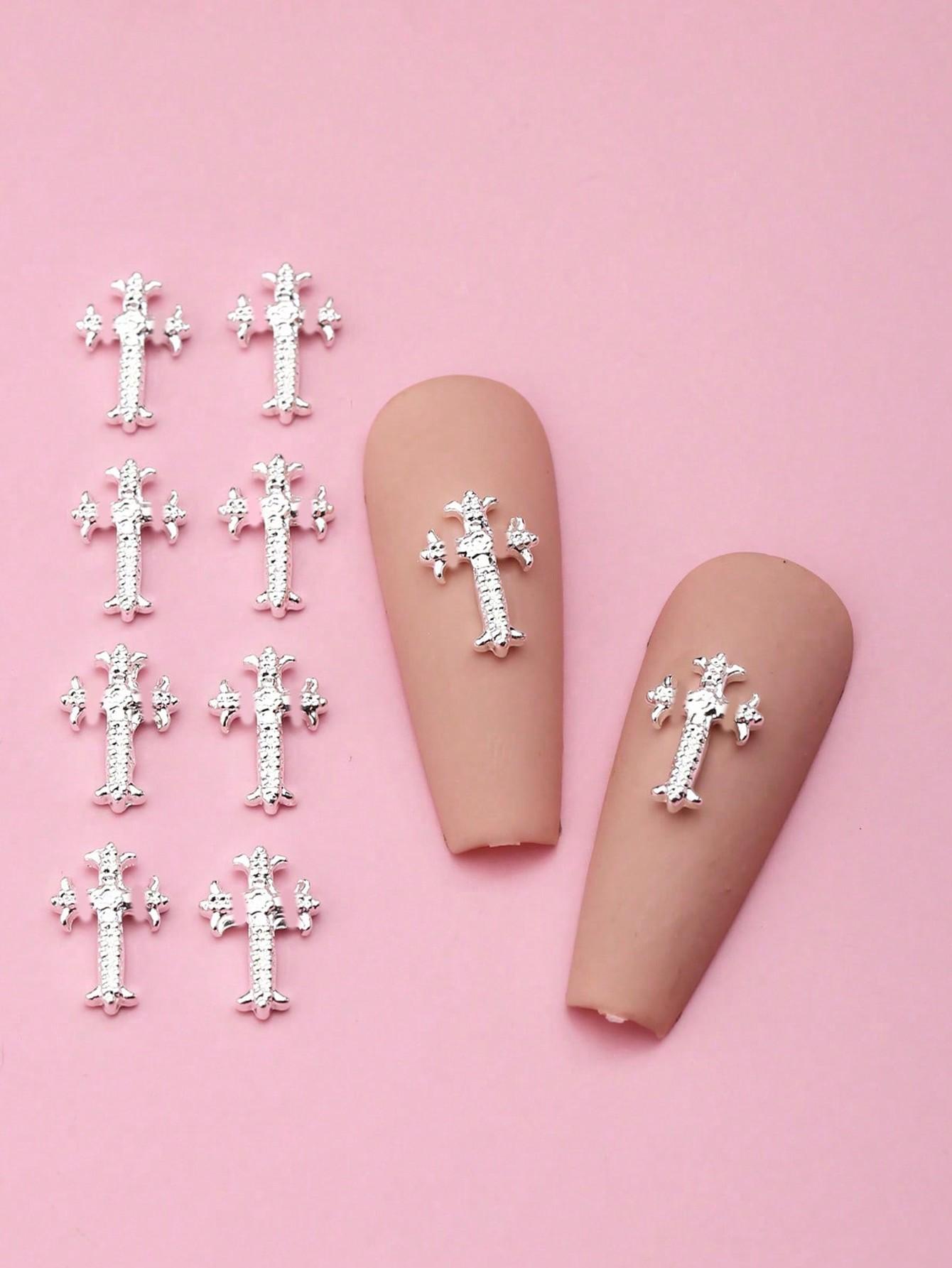 

Хэллоуин 10 шт./упак. Золотой Серебряный Крест Дизайнерские Аксессуары Для Нейл-Арта Для Творчества