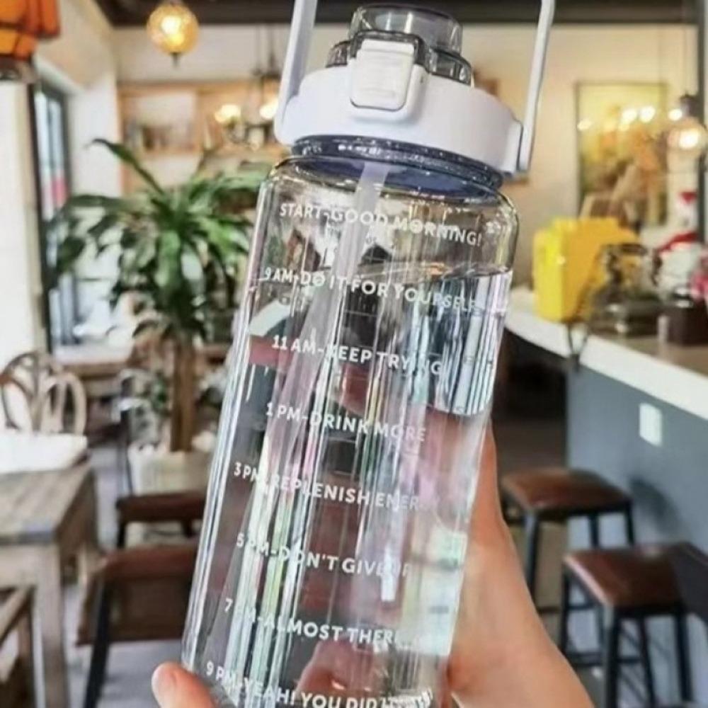 With Time Marker Fitness Straw Cups 2L Drink Bottle Plastic Sports Water Bottles  for Outdoor