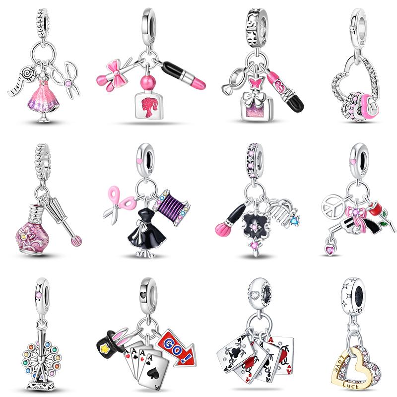 New copper Lipstick Highheeled Shoes Ace Of Spades Charm Bead Charms Bead Charms Compatible With 3mm Authentic Bracelets Anniversary Jewellery Gift