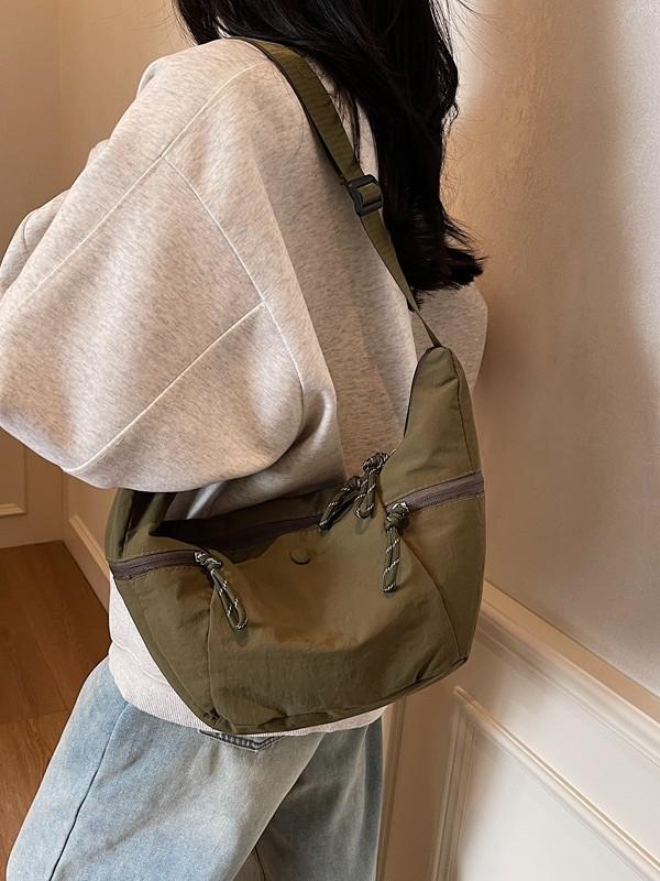 Women's Lightweight Canvas Crossbody Bag: Large Capacity, Versatile Single Shoulder Dumpling Design