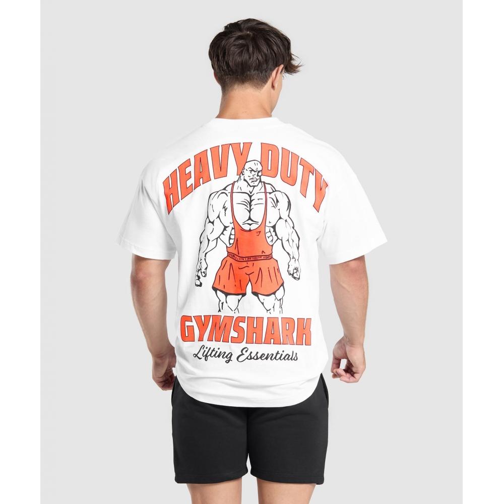 

Gymshark Футболка Heavy Duty Lifter белая A5A5P WB57 L