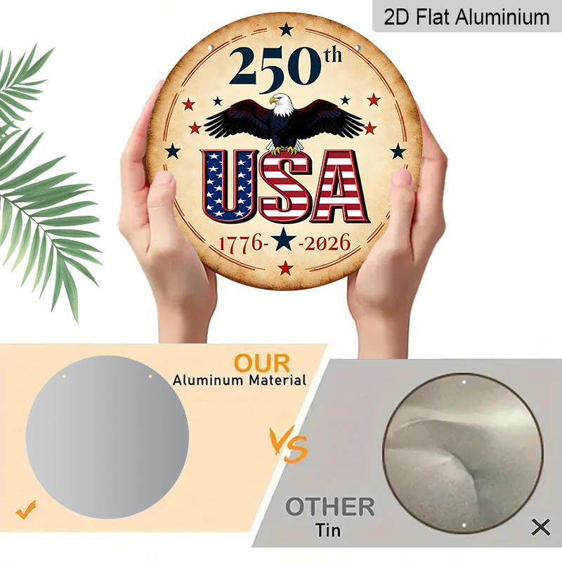 2D Flat1pc Aluminum Independence Day-Themed Wall Decor 7.87 Inches X 7.87 Inches Celebrating the 250th Anniversary Patriotic Decor Suitable for