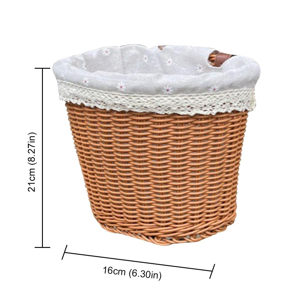 Bicycle Basket Rattan Wicker Bike Front Basket for Small Dogs Cats Pet Carrier Bag Waterproof for Camping Cycling Accessories