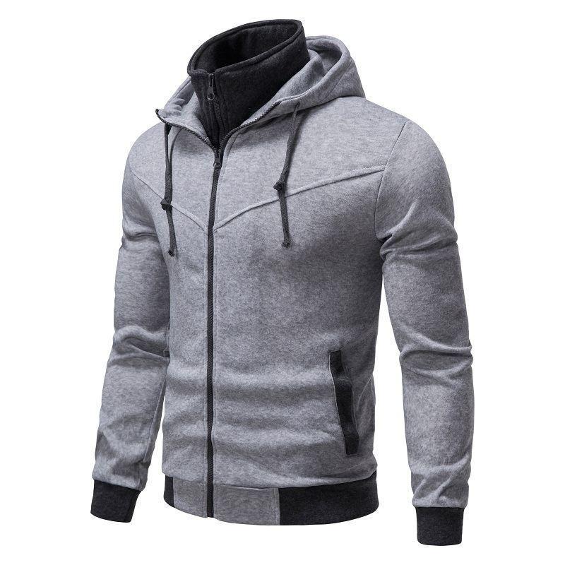 2025 Men's Fashionable Casual Two-Piece Slim-Fit Contrasting Color Hooded Cardigan Jacket