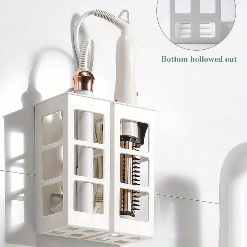 1pc Household Rolled Edge Storage Box, No Drilling Required; Barber Tool Manager, Curling Iron Organizer, Hair Styling Tool Holder