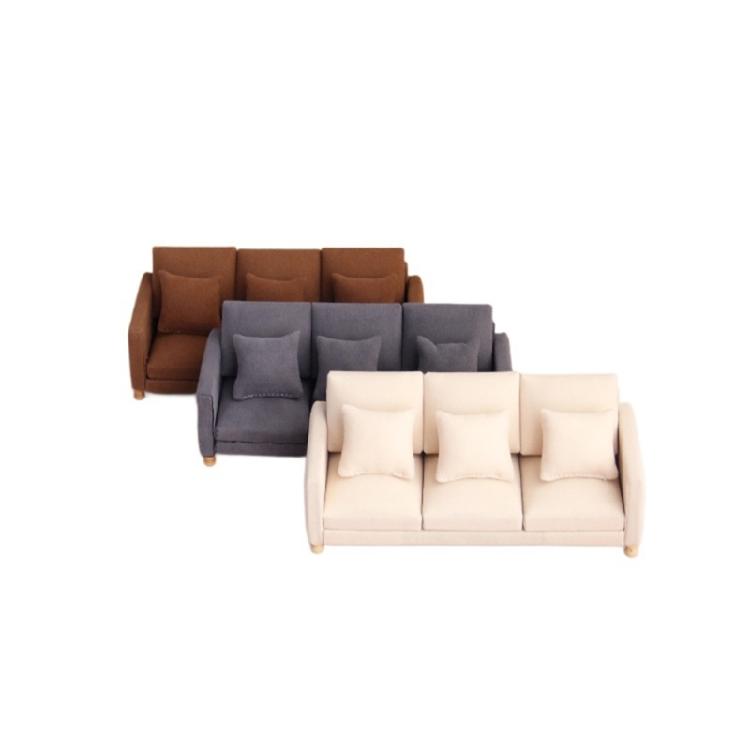 Realistic Sofa Model Figure with Three Seats Design Miniature Furniture for 1/12 Scale Doll House Scene Landscape Props