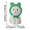 Solid Wood Painted Cartoon Cat Sculpture Handmade Hand Engraving Cat Decorations  Girls