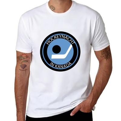 Hockey Night In German Logo Multilingual  Vintage Retro Iconic Canada Parody Ice Puck Canadian Design TShirt